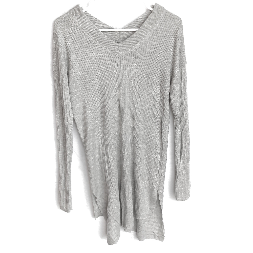 KAARI BLUE Ribbed Long Sleeve V-Neck Asymmetrical Hem Sweater Dress Size Medium